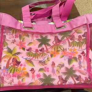 4 piece Pink Tropical Print Women's Tote Bag